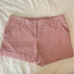 Lands End Canvas Striped Red Seersucker Women's Shorts